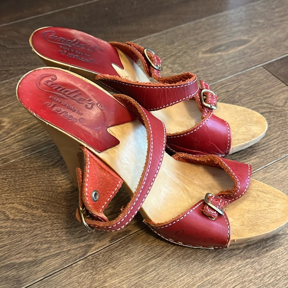 Vintage Candie’s Italy el Greco red strappy heels size 8